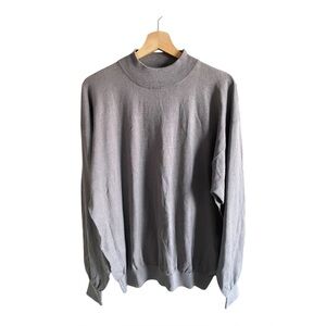 NWT‎ TULLIANO Sweater Silk Blend Men’s Pullover 1X Silver Gray Minimalist Preppy